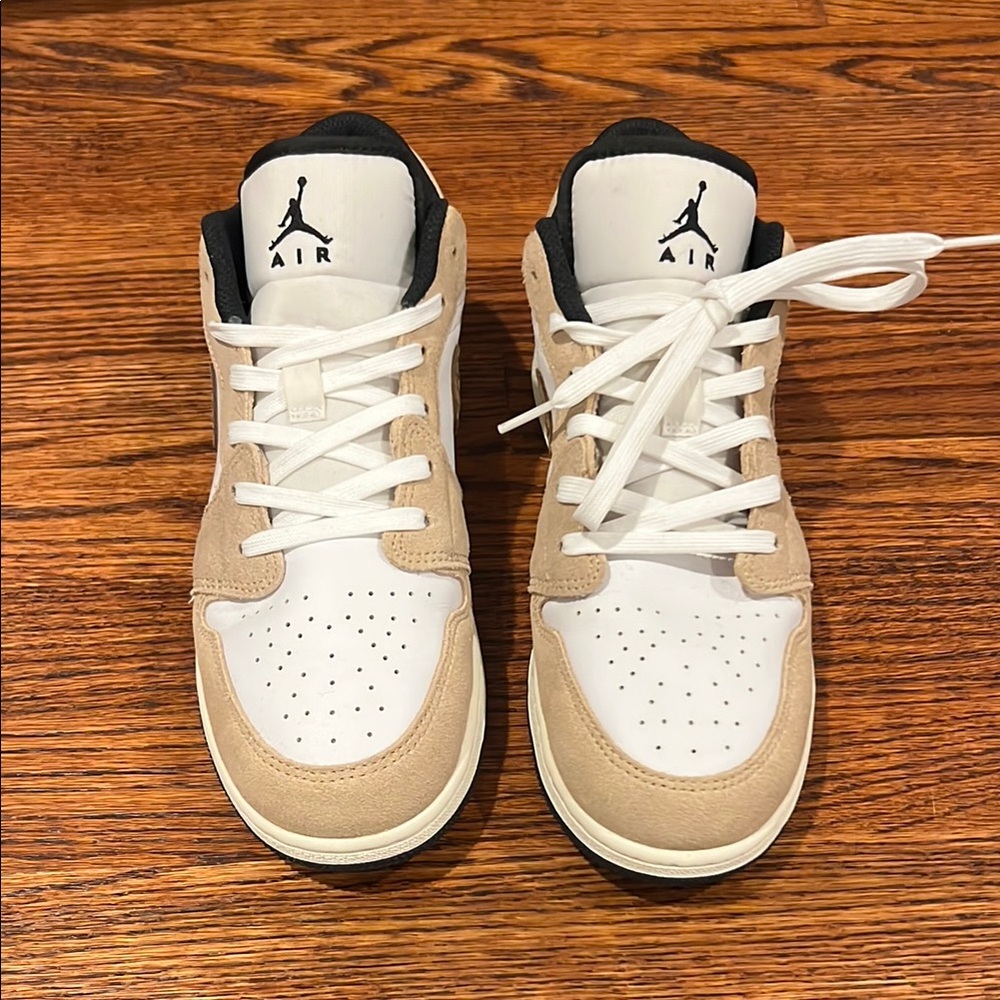 Jordan White and Tan Classic Sneakers
